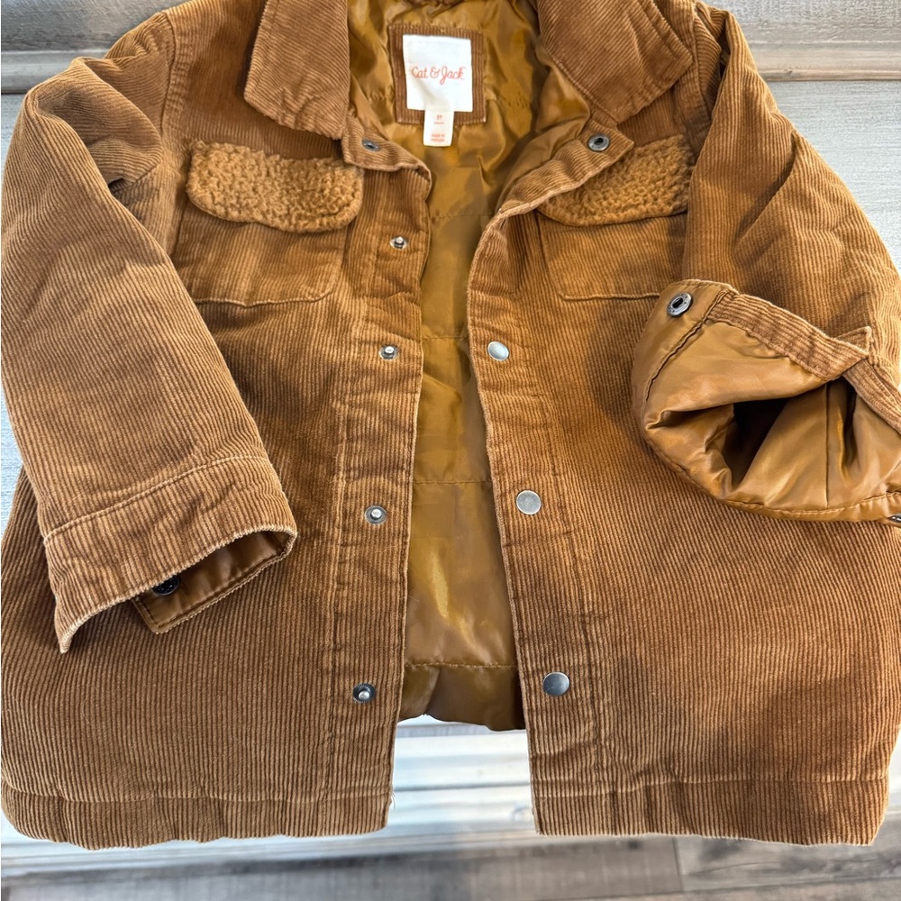 Cat & Jack Brown Jean Jacket with Collar and Long Sleeves